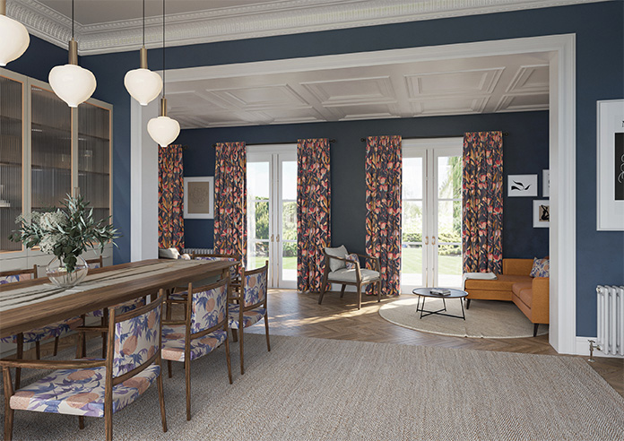 Belle Fuchsia, Indigo - Made to Measure Curtains - Image 8